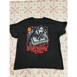 GhostFace Scary Movies and Chill Scream Horror Graphic T-Shirt Black XL